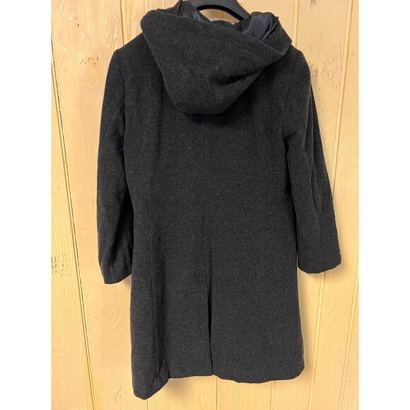 Eileen Fisher Wool Coat Womens Small 6 8 Hooded Midi Thigh Length Minimal Warm - Picture 2 of 11